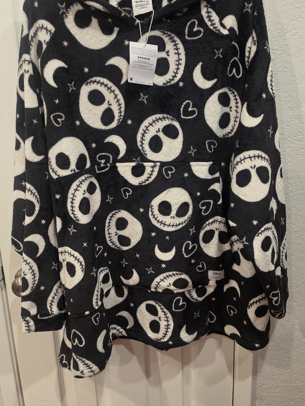 Disney Black & White Jack Skellington Fleece Pajama Hoodie